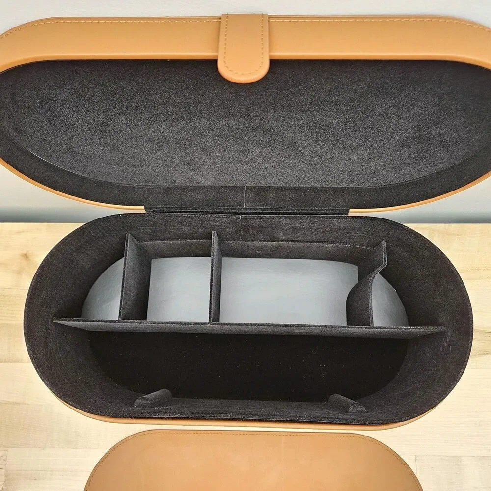 DYSON Airwrap Styler LARGE Brown Cognac Leather Storage Box Hard CASE ONLY - Picture 5 of 11